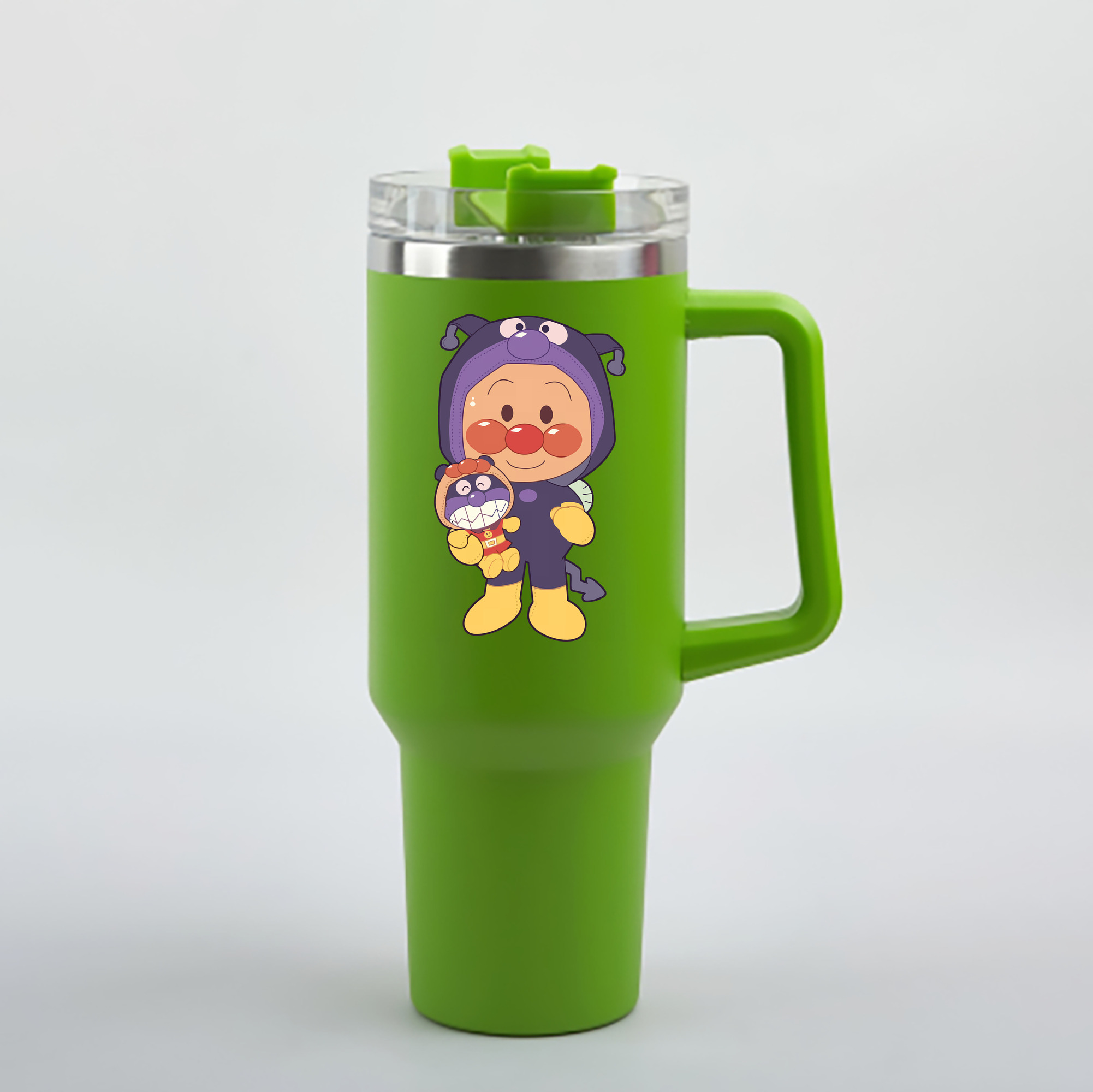 （画像用） アンパンマン Anpanman 1200mL車用タンブラー - クリスタルステッカー（プラスチックストロー付き）